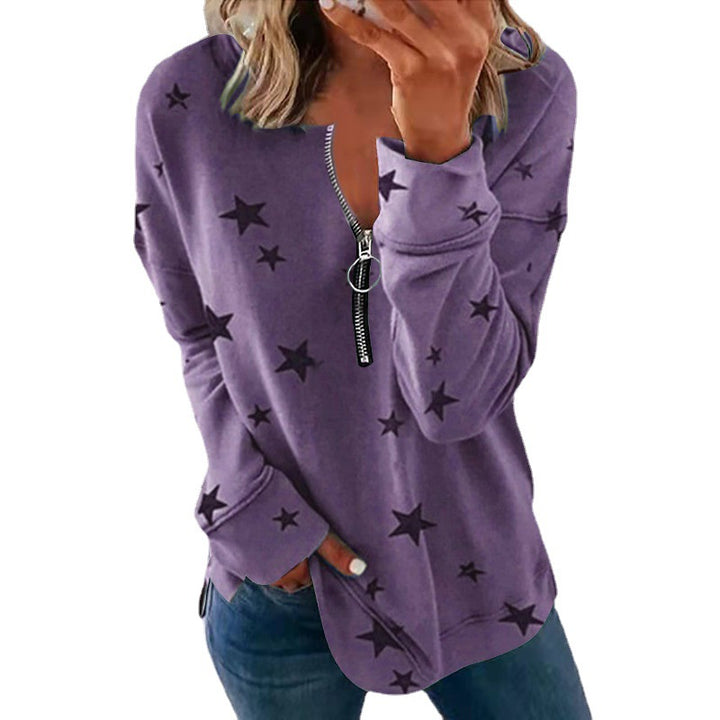 Women's hoodie with zip and star pattern Lune London