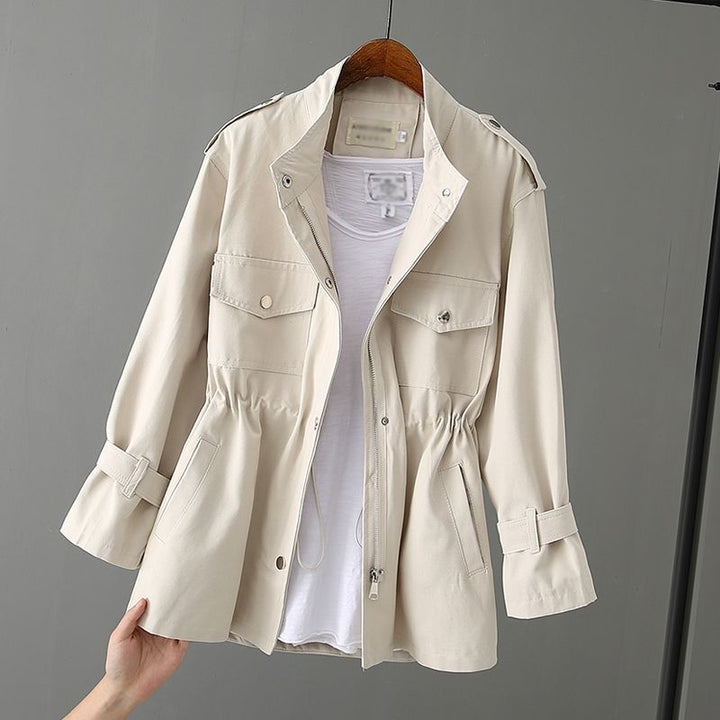 Ladies Practical Leisure Jacket with Adjustable Waist and Chic Style Pockets