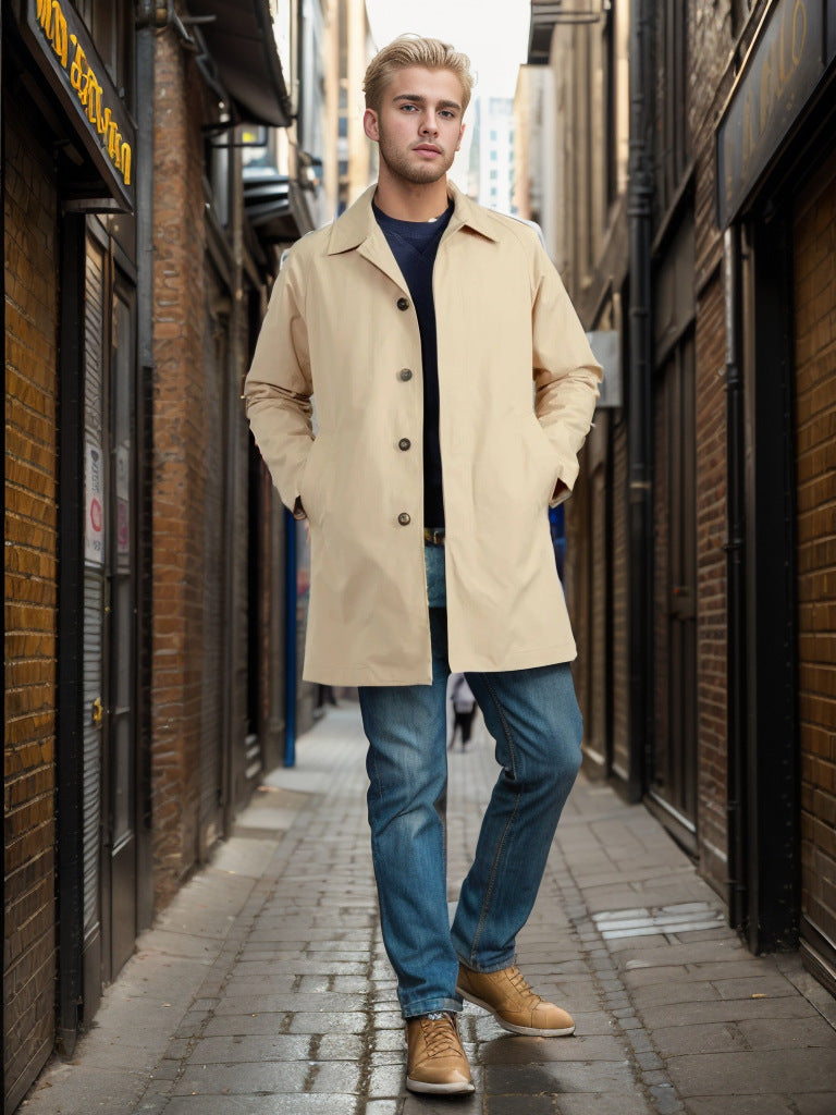 Casual raincoat for men with practical snap buttons and modern fit Lune London