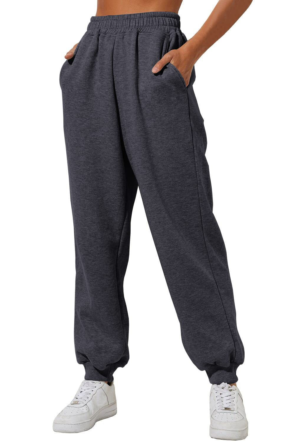 Casual women's jogger pants with elastic waistband and practical pockets Lune London