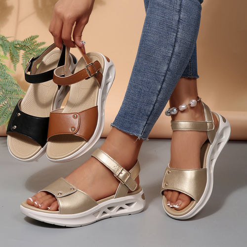 Comfortable sandals for ladies with cushioned sole and adjustable strap design Lune London
