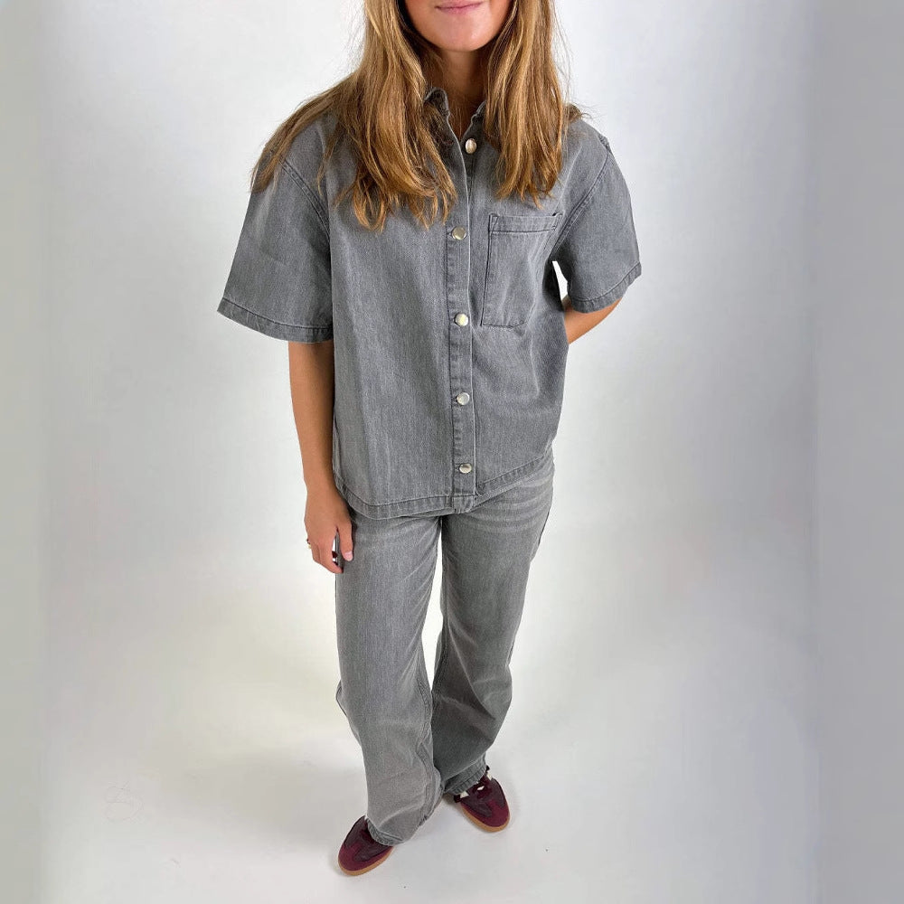 Women's denim shirt jacket in a casual oversized cut Lune London