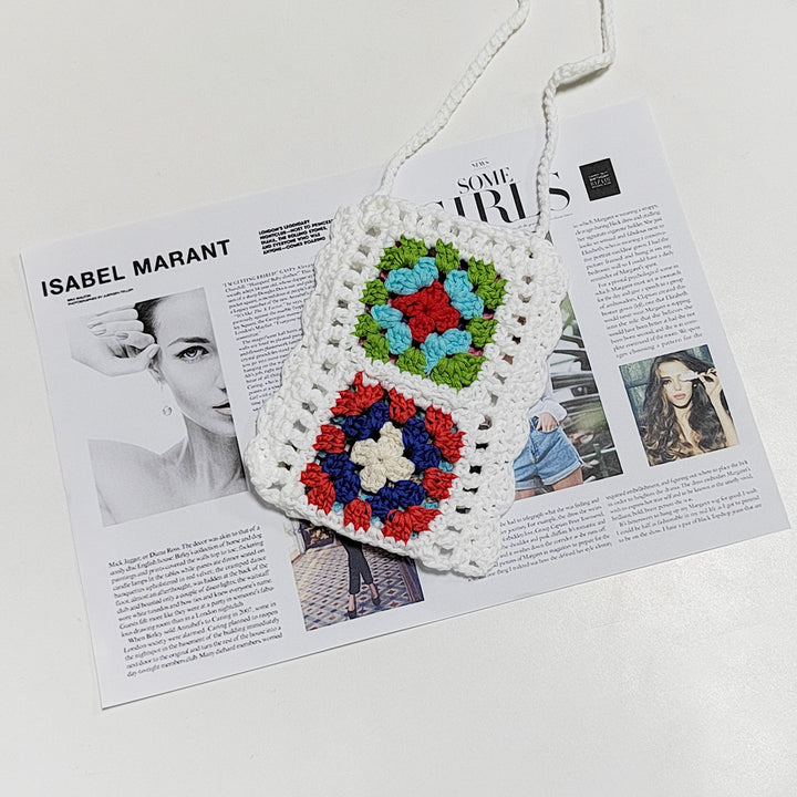 Ladies Colorful Crochet Pattern Shoulder Bag Lune London