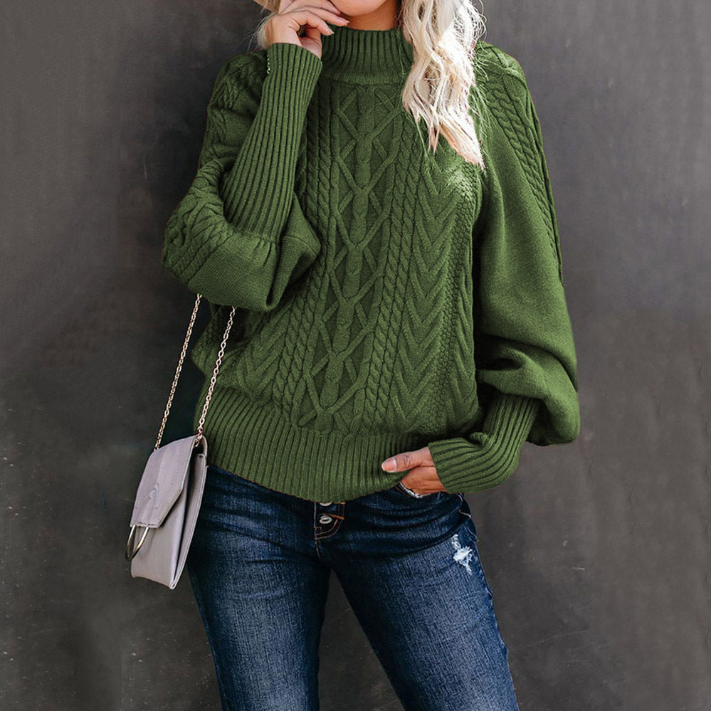 Pull en maille pour femmes avec col montant et motif en câble Chic & Stil