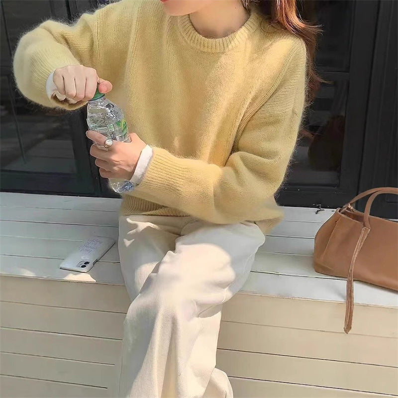 Pull surdimensionné et confortable pour femmes avec encolure ronde et texture de tricot familière Chic & Stil