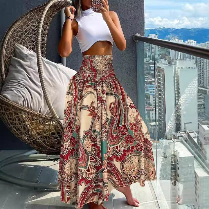 Boho maxi skirt for women with elastic waist Lune London