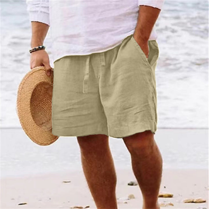 Light linen shorts for men with elastic waistband and practical side pockets Lune London