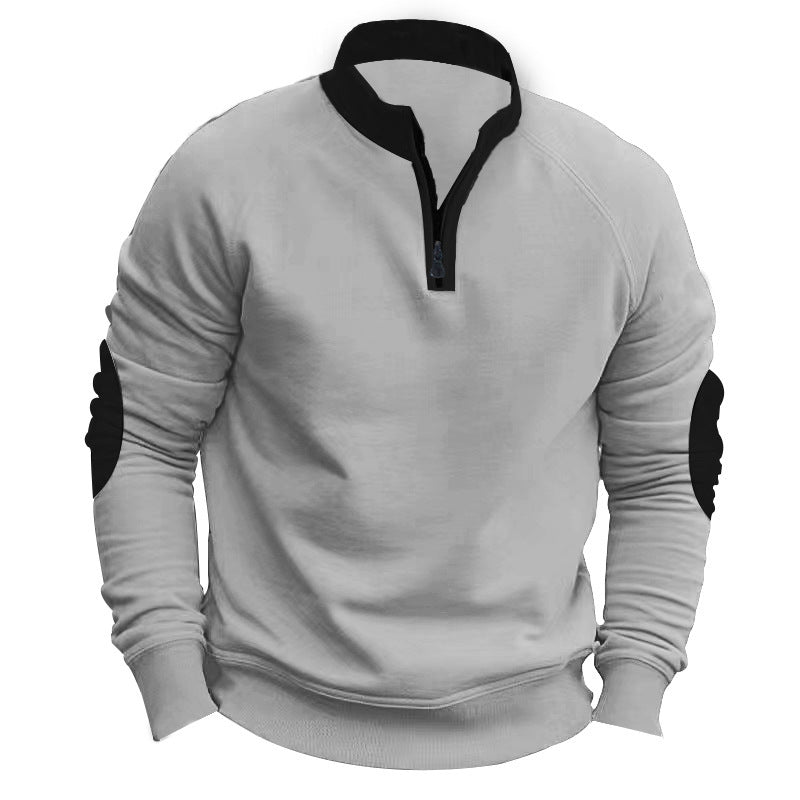 Men's comfortable hoodie with half zipper and contrasting sleeve cuffs Lune London