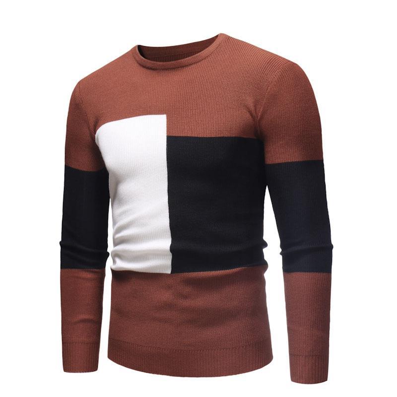 Designer men's sweater with modern block pattern Lune London