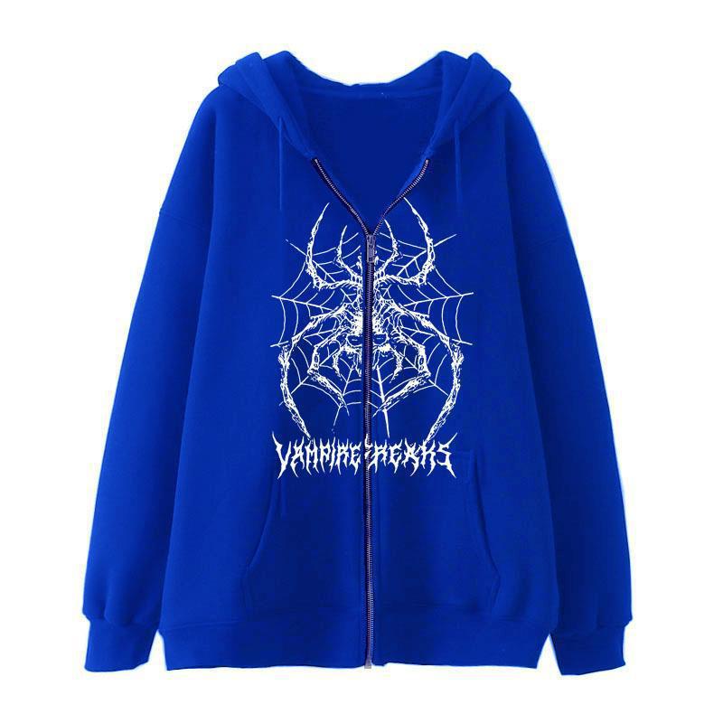 Women’s Long Sleeve Hoodie Jacket with Detailed Spider Motif Lune London