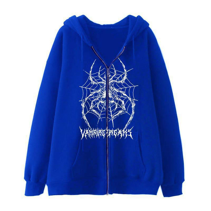 Women’s Long Sleeve Hoodie Jacket with Detailed Spider Motif Lune London