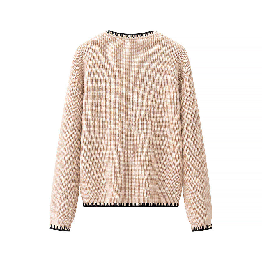 Cardigan for women with a fine ribbed texture and a stylish contrasting finish Lune London
