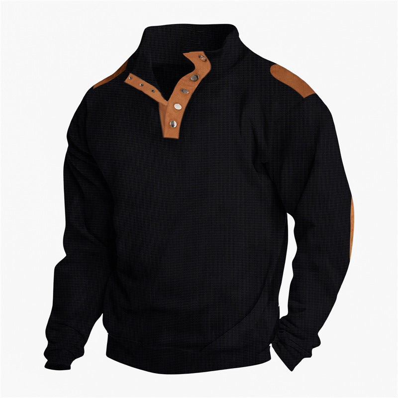 Casual men's sweater with a trendy button placket and reinforced shoulders Lune London
