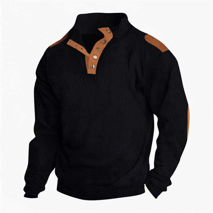 Casual men's sweater with a trendy button placket and reinforced shoulders Lune London