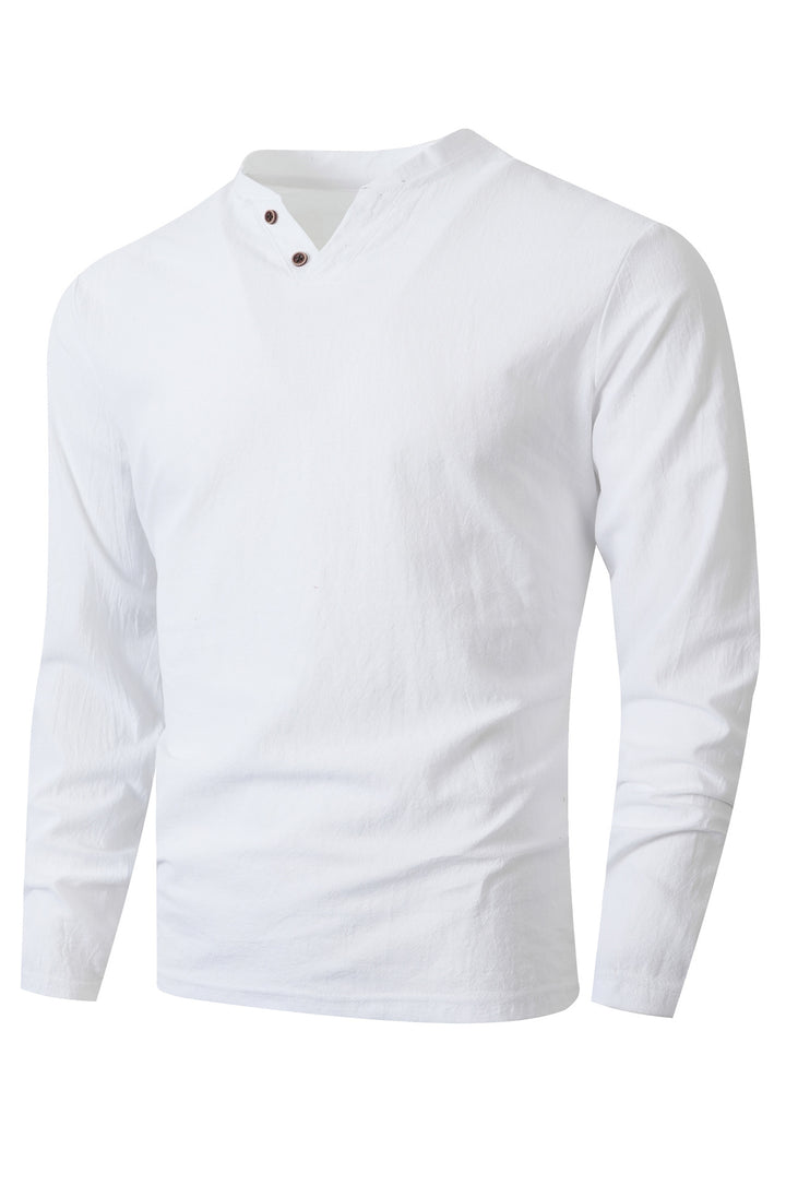 Men's long sleeve shirt with trendy Henley neckline Lune London