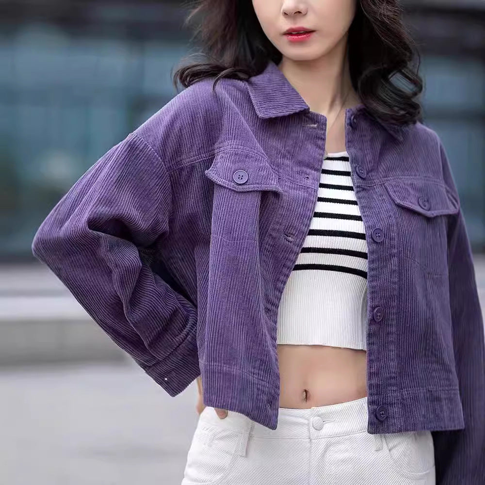 Veste en corduroy tendance pour femmes avec une coupe décontractée et des épaules tombantes Chic & Stil