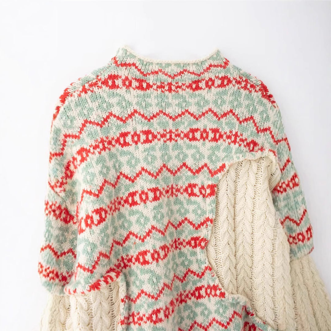Knitted sweater for women with a colorful pattern and an innovative cut Lune London