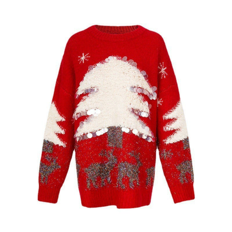 Ladies festive sweater with sparkling applications Lune London
