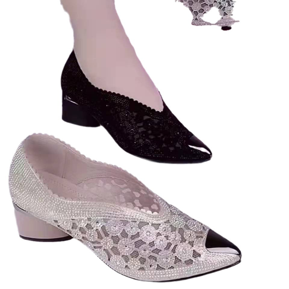 Ladies stiletto heels adorned with crystals Lune London