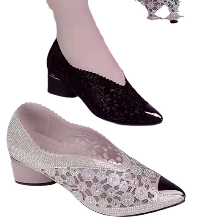 Ladies stiletto heels adorned with crystals Lune London