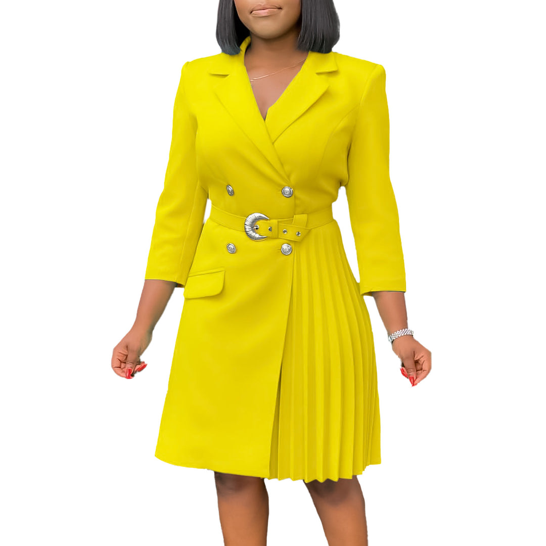 Blazer dress for women with fitted belt and elegant button details Lune London
