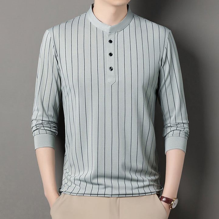 Men's polo shirt with an elegant striped pattern and a high-quality button placket Lune London