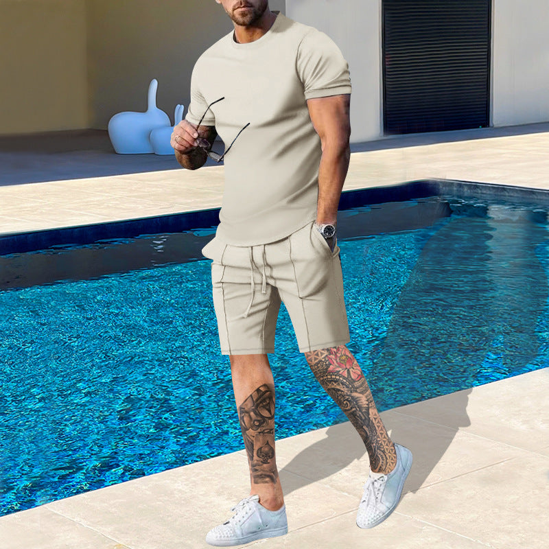 Men Short Sleeve Sports Set in Breathable Material with Elastic Waist and Side Pockets Lune London