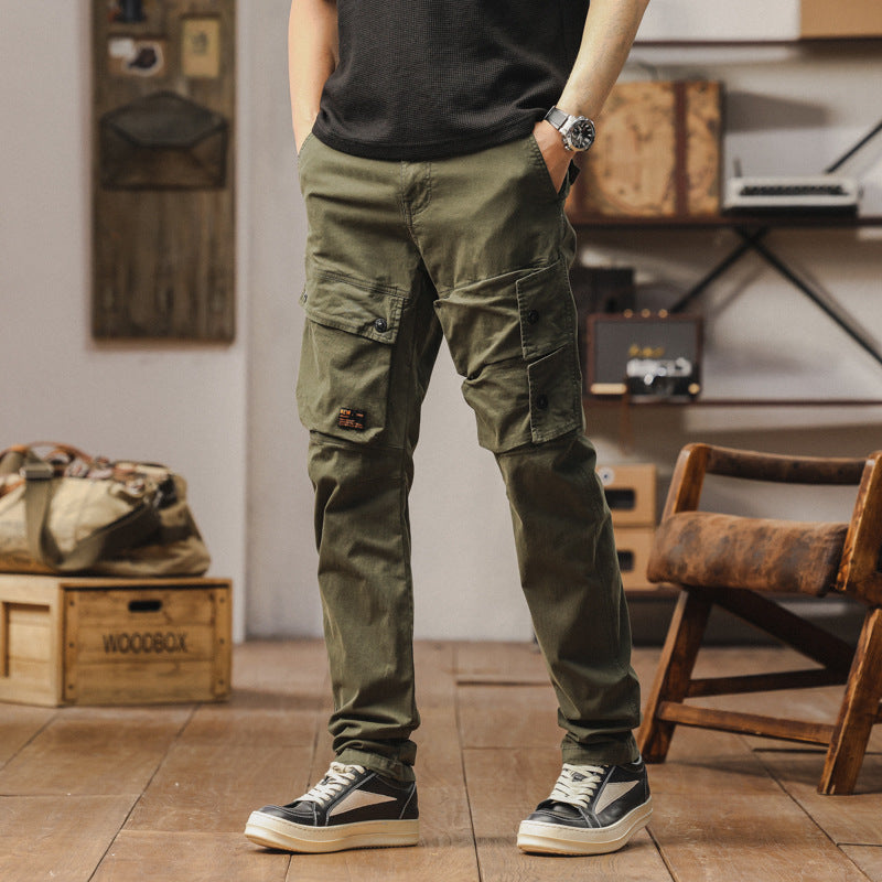 Pantalon cargo robuste pour hommes avec taille élastique et poches multifunctionnelles Lune London