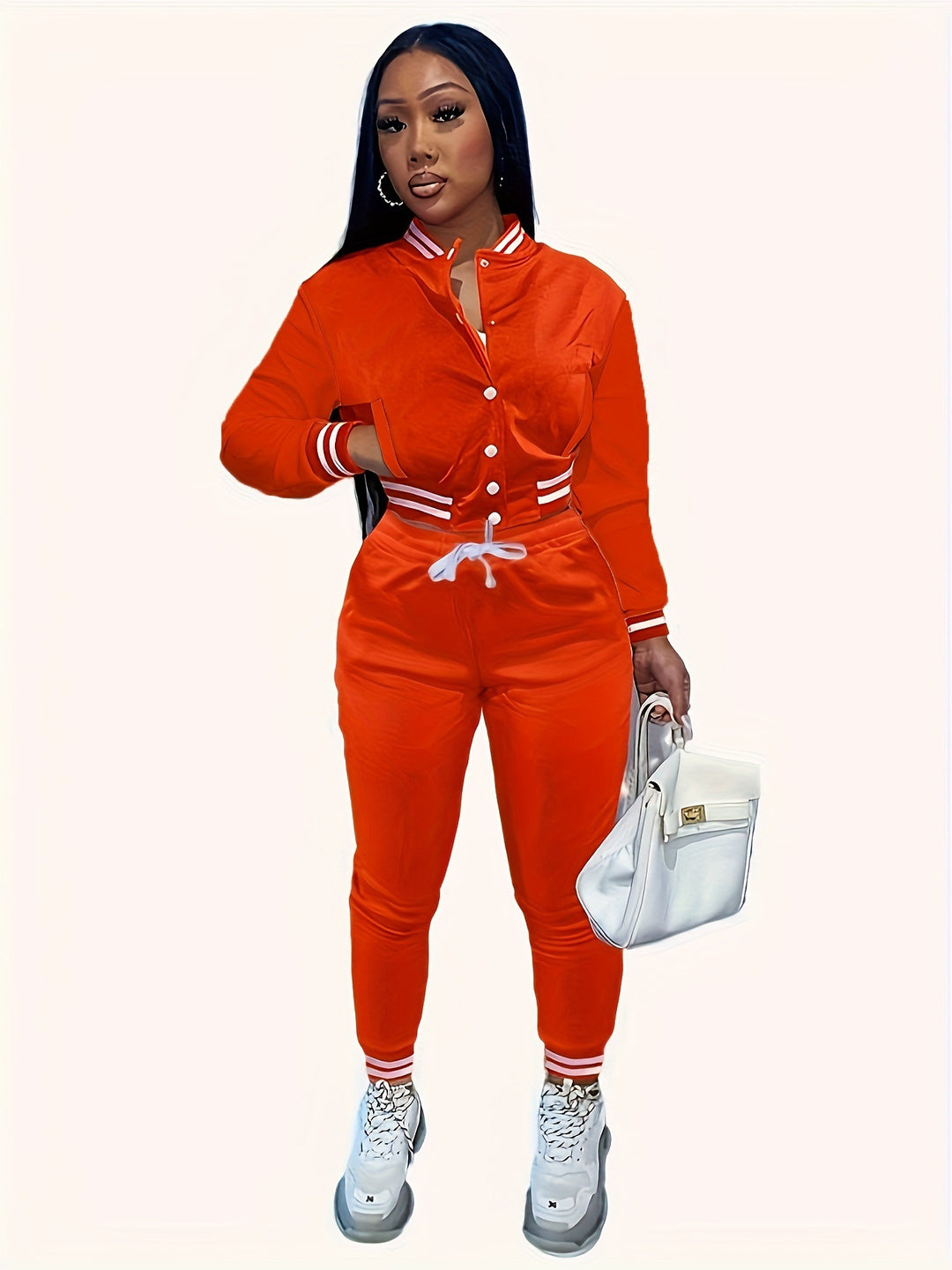 Ladies sporty jumpsuit with chic and stylish contrasts