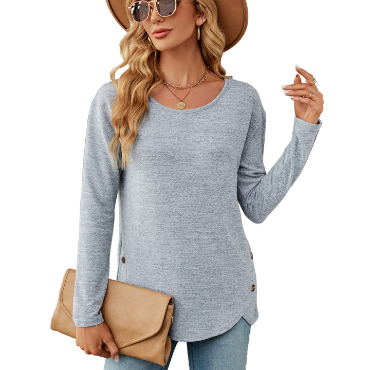 Women casual long sleeve top with modern button details Lune London