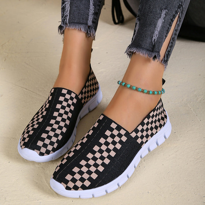 Women's slip-on sports shoes with a modern checkered pattern and a non-slip sole Lune London