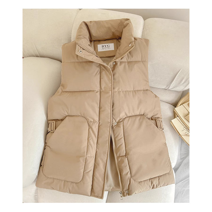 Lady Satin Vest with High Collar and Practical Pockets Lune London
