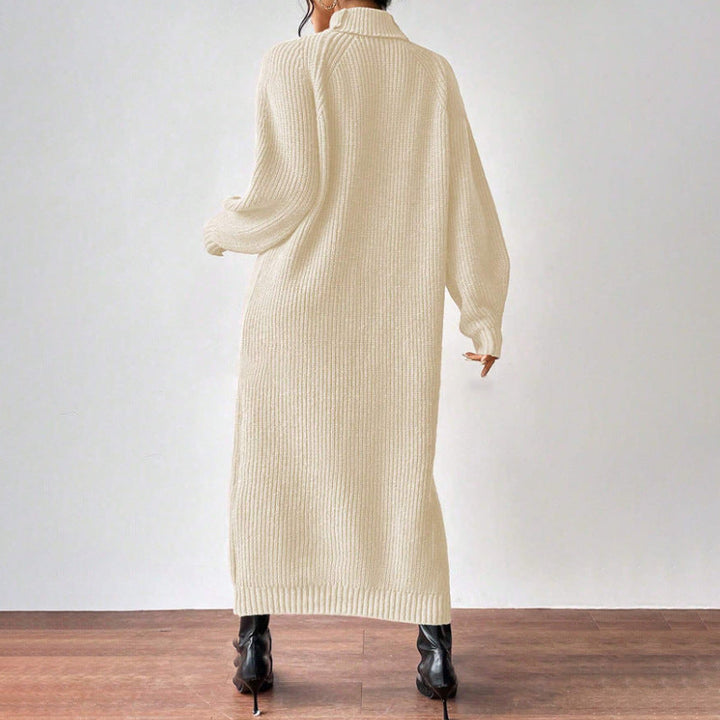 Women's Knitted Dress with High Collar and Wide Sleeves Lune London