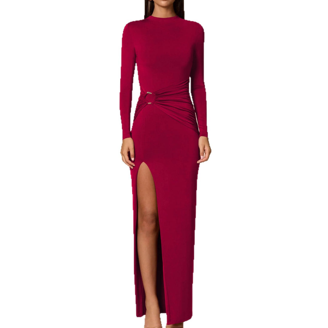 Ladies Elegant Maxi Dress with Bodycon Fit and High Slit Lune London