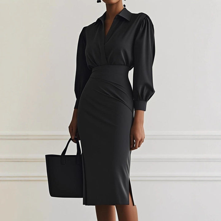 Lune London | Women's Elegant Wrap Dress with Collar