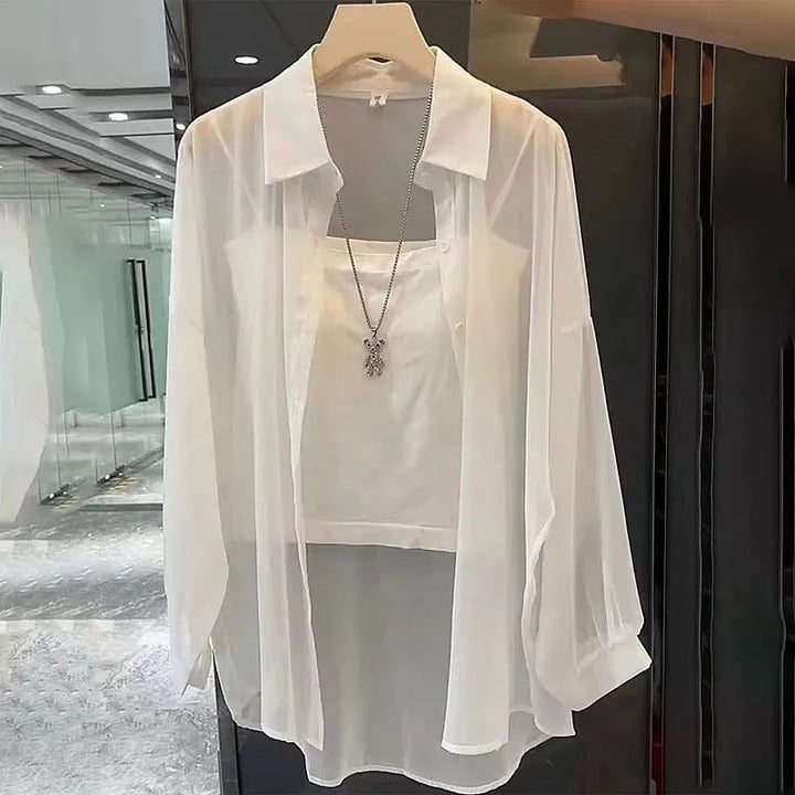 Femme Transparent Button-Down Layered Tunic Lune London