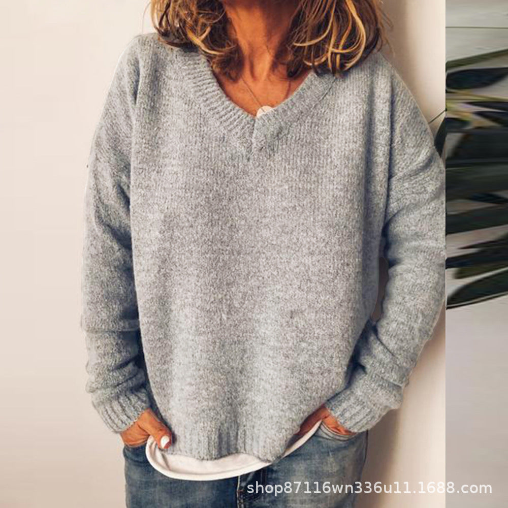 Ladies' V-neck sweater in soft knit Lune London
