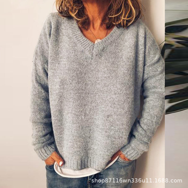 Ladies' V-neck sweater in soft knit Lune London
