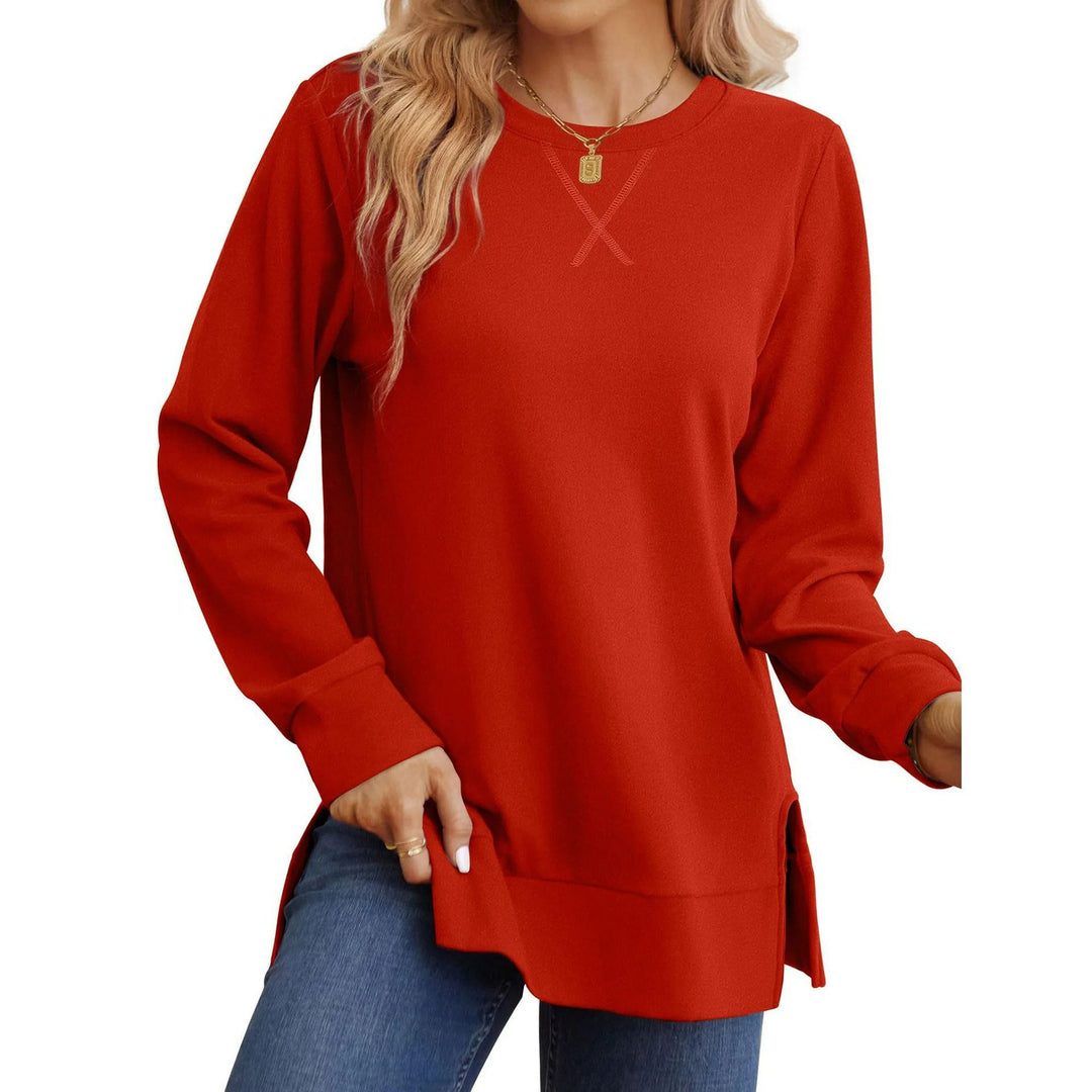 Women Comfortable Long Sleeve Sweater with Side Slits Lune London
