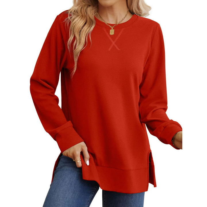 Women Comfortable Long Sleeve Sweater with Side Slits Lune London