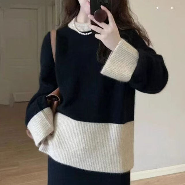 Cozy knitted sweater for women with a high collar and fine ribbed structure Lune London