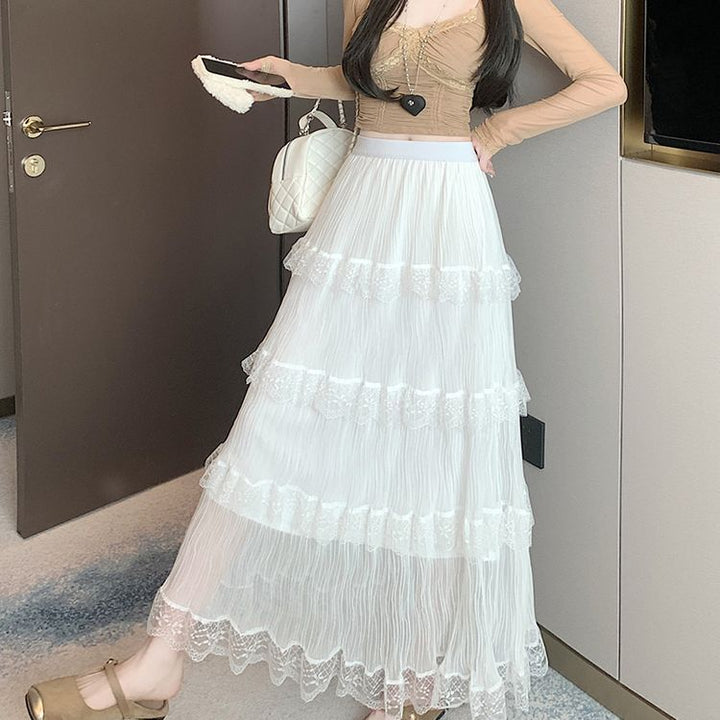 Jupe maxi femme avec bordure en dentelle ludique Chic & Stil