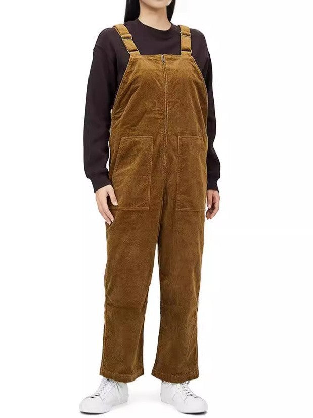 Ladies Casual Corduroy Overalls with Practical Pockets Lune London