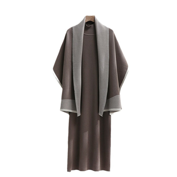 Women's knit dress with draped cardigan Lune London