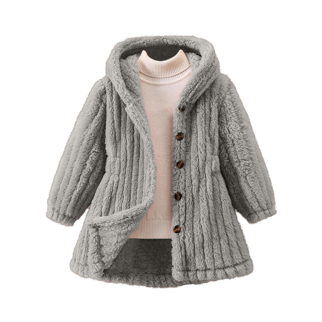 Ladies Cozy Teddy Jacket with Hood and Button Closure Lune London