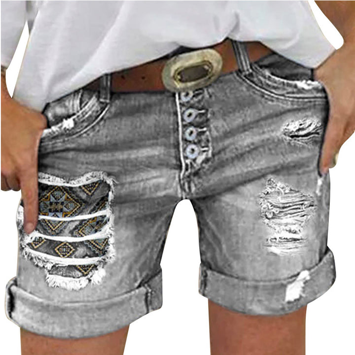 Ladies fashionable destroyed denim shorts Lune London