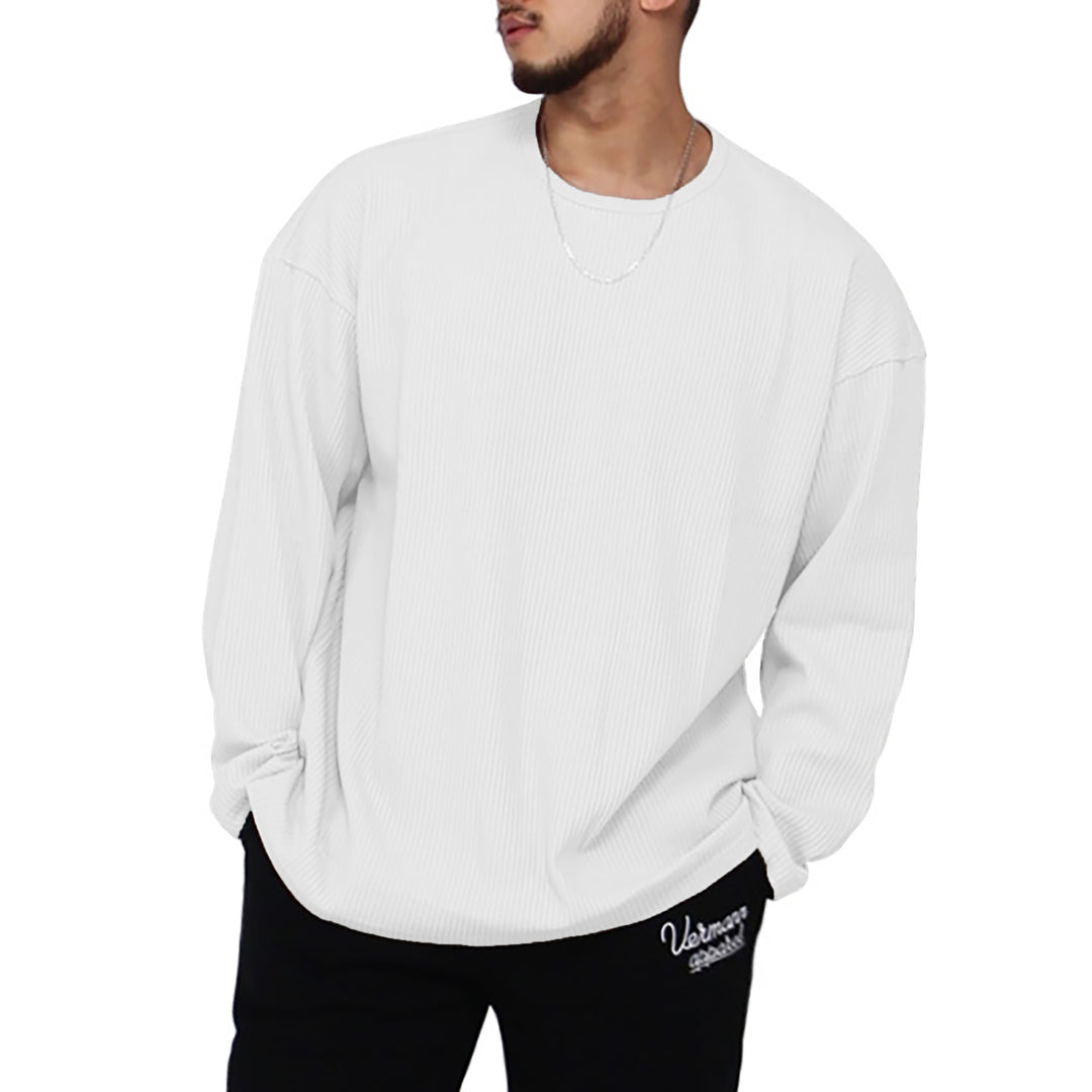 Casual long sleeve t-shirt for men with a fine rib design Lune London