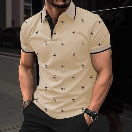 Short sleeve polo shirt for men with Lune London pattern