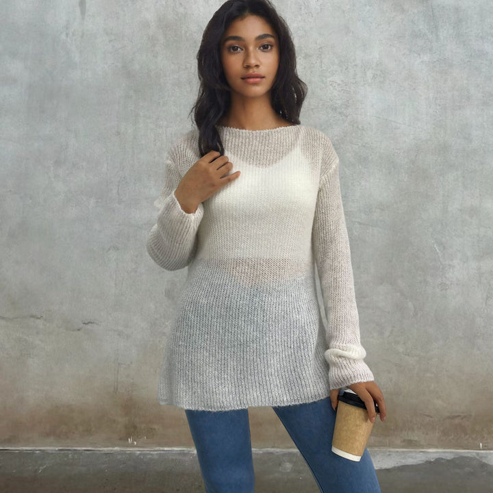 Ladies lightweight transparent knit sweater Lune London