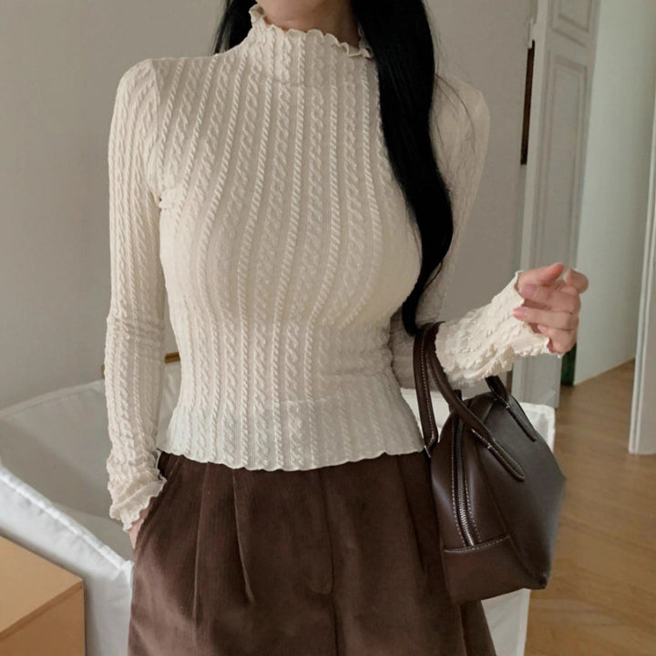 Ladies long-sleeve top with textured design Lune London